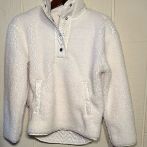 Athleta Cozy Sherpa Sweatshirt Women's XXS White Quilted Half Snap NWOT